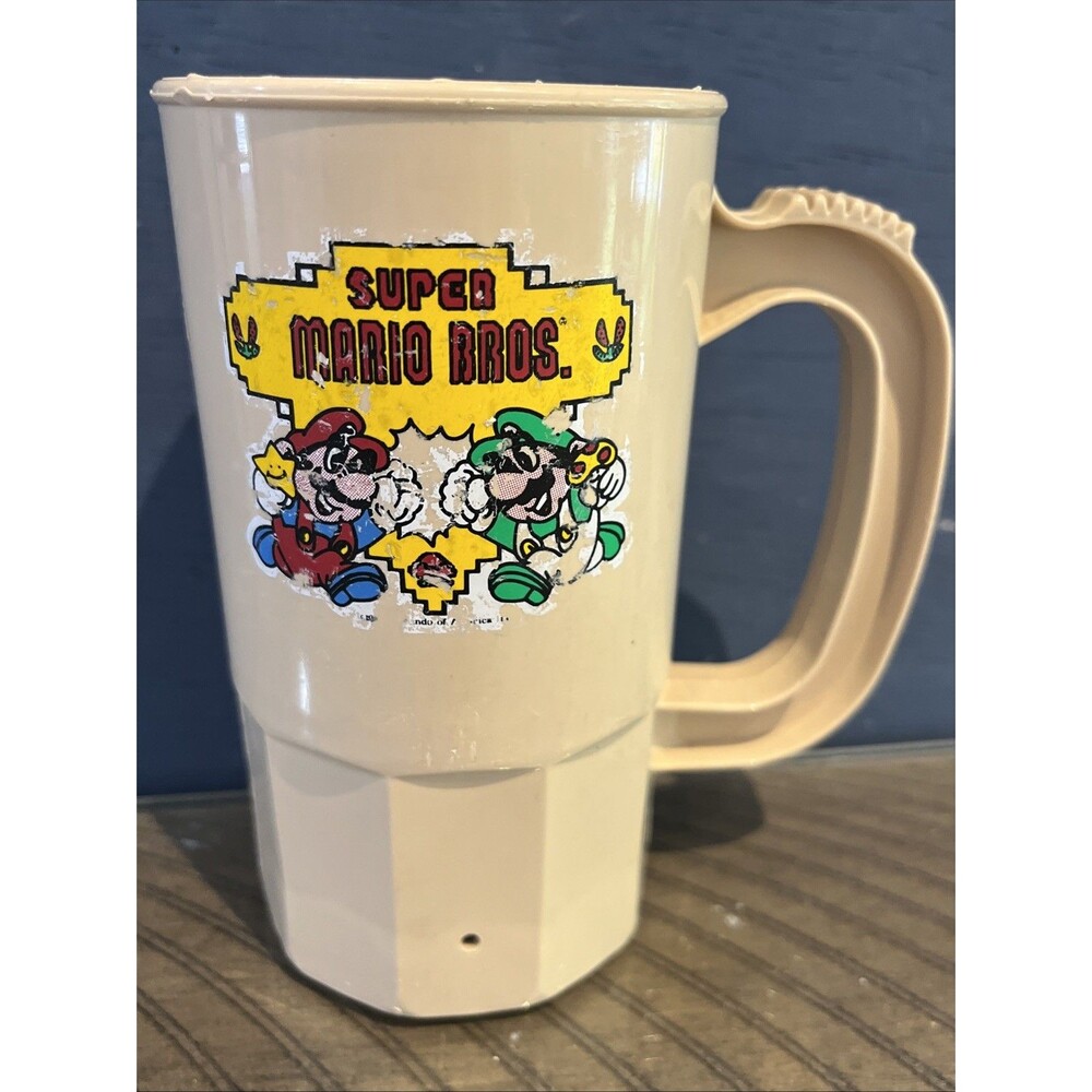 vtg Nintendo Super Mario Bothers Plastic Mug Super Rare Vintage 1980s